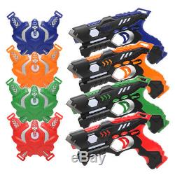 Pack of 4 Small Laser Gun Kit with 4 Vests (Red / Blue / Green / Orange)