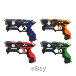 Pack of 4 Small Laser Gun Kit with 4 Vests (Red / Blue / Green / Orange)