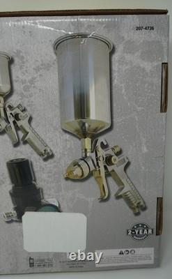 Performax HVLP Gravity Feed Spray Gun Kit 207-4736 Large + Small Gun + Regulator