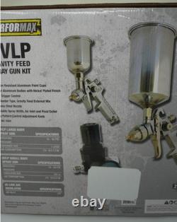 Performax HVLP Gravity Feed Spray Gun Kit 207-4736 Large + Small Gun + Regulator