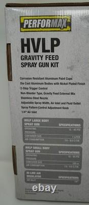 Performax HVLP Gravity Feed Spray Gun Kit 207-4736 Large + Small Gun + Regulator