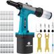 Pneumatic Rivet Gun Kit, Heavy Duty Air Riveter Tool 3/32, 1/8, 5/32, 3/16 W