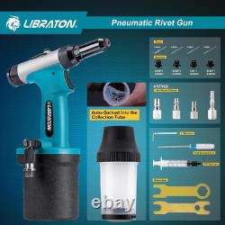 Pneumatic Rivet Gun Kit, Heavy Duty Air Riveter Tool 3/32, 1/8, 5/32, 3/16 w