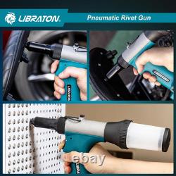 Pneumatic Rivet Gun Kit, Heavy Duty Air Riveter Tool 3/32, 1/8, 5/32, 3/16 w