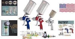 Professional 3 Gun Set Spray Guns Kit with Maintenance for Auto Coatings