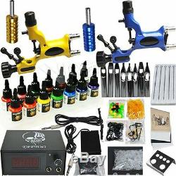 Professional Complete Tattoo Kit 2 Top Rotary Machine Gun 7 Color Ink 50 Needles