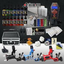 Professional Complete Tattoo Kit 3 Top Rotary Machine Gun 14Color Ink 50 Needles