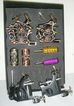 Professional Tattoo Kit 4 Machine Guns Power Supply Needles Ink Aluminum Case G4