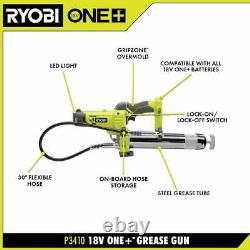 RYOBI Grease Gun Impact Wrench Inflator Ratchet 4-Tool Combo Kit Cordless 18-V