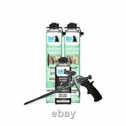 Seal Spray Closed Cell Insulating Foam Can Kit withGun Applicator & Cleaner(50 BF)