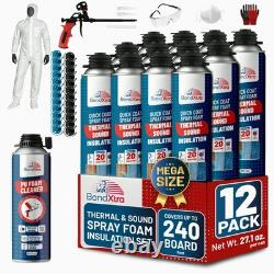 Spray Foam Insulation Kit (12 x 32.80 oz/930 gr 240 Board ft), Self-Expanding