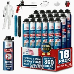 Spray Foam Insulation Kit (18 x 32.80 oz/930 gr 480 Board feet), Self-Expandin
