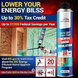 Spray Foam Insulation Kit (18 x 32.80 oz/930 gr 480 Board feet), Self-Expandin
