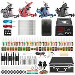 Tattoo Complete Kit 4 Coils Tattoo Guns 54 Inks 50 Needles US-Plug with Siutcase