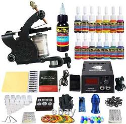 Tattoo Complete Starter Kit Machine Guns 14 Inks Foot Pedal Needles Grips Tips