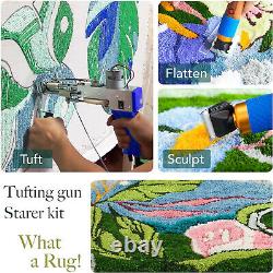 Tufting Gun Starter Kit with Carpet -2 in 1 Cut Pile & Loop Pile Rug Tufting Gun