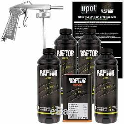 U-POL Raptor Black Urethane Spray-On Truck Bed Liner Kit withSpray Gun, 4 Liter