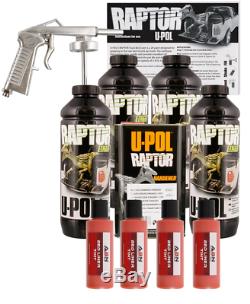 U-POL Raptor Tintable Safety Orange BedLiner Kit with Spray Gun, 4L Upol