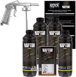 U-POL Raptor Tintable Urethane Spray-On Truck Bed Liner Kit WithFree Spray Gun 4L
