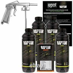 U-Pol Raptor Black Spray On Truck Bed Liner Paint Coating Kit With GUN UP0820