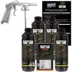 U-Pol Raptor Black Urethane Spray-On Truck Bed Liner Kit withFree Spray Gun