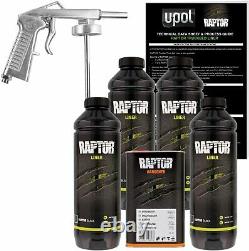U-Pol Raptor Black Urethane Spray-On Truck Bed Liner Kit withFree Spray Gun, UP082