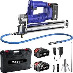Uaoaii 10000 PSI 21V Electric Cordless Grease Gun Kit, 2PCS 4000mAh Battery LED