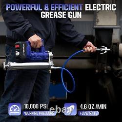Uaoaii 10000 PSI 21V Electric Cordless Grease Gun Kit, 2PCS 4000mAh Battery LED
