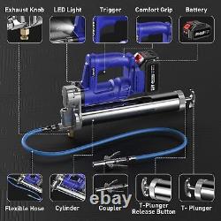 Uaoaii 10000 PSI 21V Electric Cordless Grease Gun Kit, 2PCS 4000mAh Battery LED
