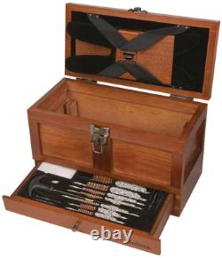 Universal Gun Cleaning Kit Rifle Shotgun Pistol Clean Set Wood Tool Drawer Chest