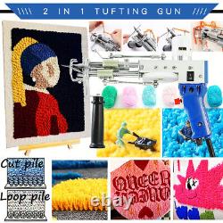 Upgraded Rug Tufting Gun with 6Yarns &Cloth 2in1 Cut Loop Pile Weaving Tufting Kit