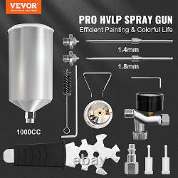 VEVOR HVLP Auto Paint Air Spray Gun Kit Gravity Feed Car Primer 1.4/1.8mm Nozzle