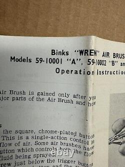 VINTAGE NOS Binks 59-10001 Wren Air Brush BINKS Kit Gun Gen Purpose Nozzle