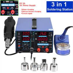 YIHUA 853D 2A Soldering Station Rework Solder Iron+Hot Air Gun+11pcs Tool Kits