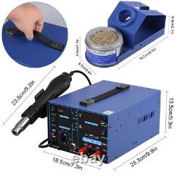 YIHUA 853D 2A Soldering Station Rework Solder Iron+Hot Air Gun+11pcs Tool Kits