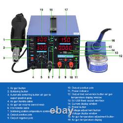 YIHUA 853D 2A Soldering Station Rework Solder Iron+Hot Air Gun+11pcs Tool Kits