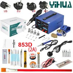 YIHUA 853D 2A Soldering Station Rework Solder Iron+Hot Air Gun+11pcs Tool Kits