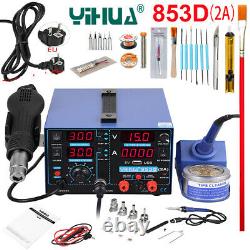 YIHUA 853D 2A Soldering Station Rework Solder Iron+Hot Air Gun+11pcs Tool Kits