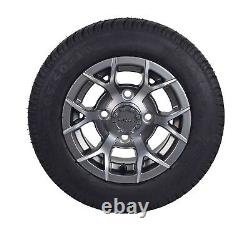 Yamaha 18 MASSFX Gun Metal Golf Cart 205/50-10 Tire Wheel Kit 10x7 Rim 4 Pack