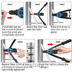 1015pc Rivet Nut Gun Kit Rivnut Setting Tools Nut Setter Tool Hand Blind Riveter