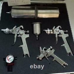 3 Voiture Hvlp Air Spray Gun Kit Auto Paint Primer Détail Basecoat Clearcoat Superbe