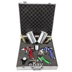 3pc Hvlp Gravity Feed Air Spray Gun Kit Auto Paint Car Primer Basecoat Clearcoat