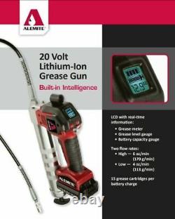 Alemite 596-b1 20-volt Lithium-ion 2-speed Cordless Grease Gun Kit Avec LCD