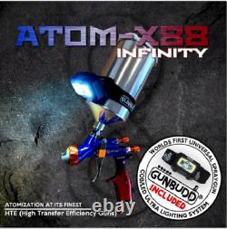 Atom X88 Infinity LVLP-MP Kit de pistolet à pulvérisation d'air avec buse de 1,3 et 1,4 mm et Gunbudd