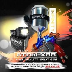 Atom X88 Infinity LVLP-MP Kit de pistolet à pulvérisation d'air avec buse de 1,3 et 1,4 mm et Gunbudd