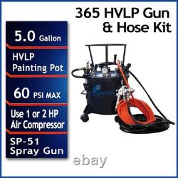 California Air Tools Cat-365c Pot sous pression de 5 gallons avec pistolet HVLP et kit de tuyau neuf