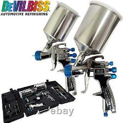Devilbiss Slg-650 Gravity Fed Compliant & Hvlp Spray Guns + Guage & Kit De Nettoyage