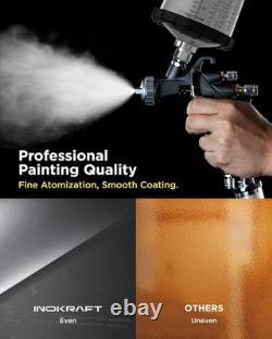 Kit Premium Pistolet à Peinture InoKraft D1 LVLP avec Coupelles à Peinture Jetables de 22 Onces