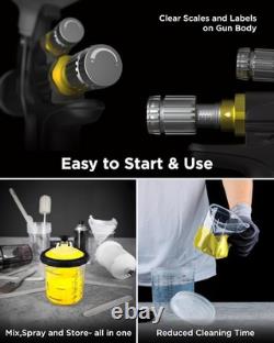 Kit Premium Pistolet à Peinture InoKraft D1 LVLP avec Coupelles à Peinture Jetables de 22 Onces