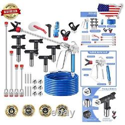 Kit complet de pistolet à peinture sans air 22 pièces, haute pression, tuyau, buses et rallonges